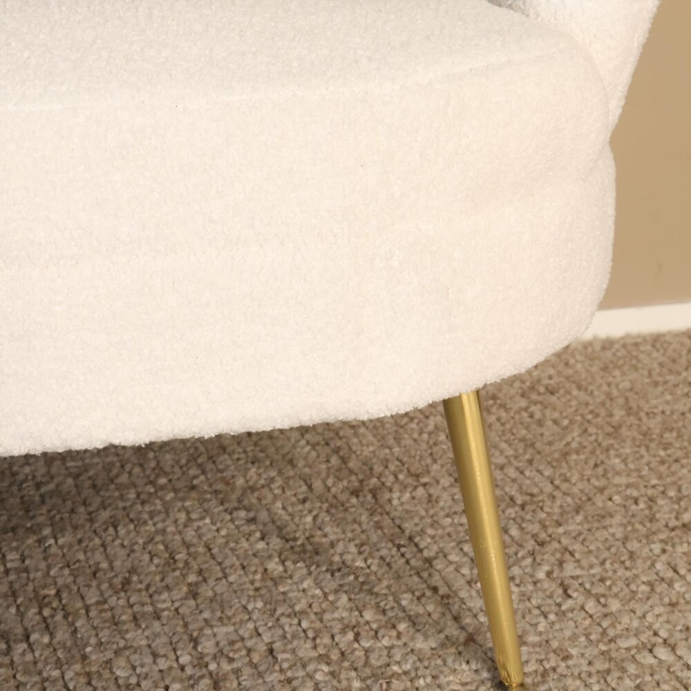 Zitbank Belle 3 zits teddy wit bankstel 180cm stof bankstel incl. 3 kussens bank