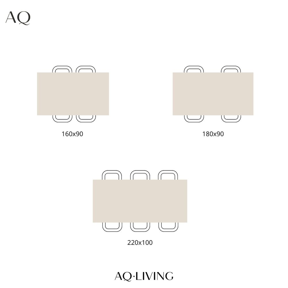 Eettafel langwerpig 220cm Jeffo zwart langwerpige tafel