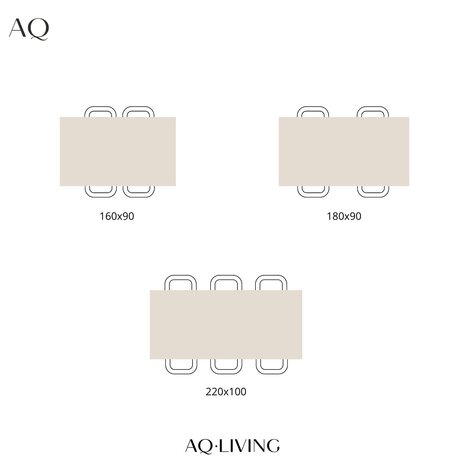 Lizzely Garden & Living Eettafel langwerpig 220cm Jeffo zwart langwerpige tafel