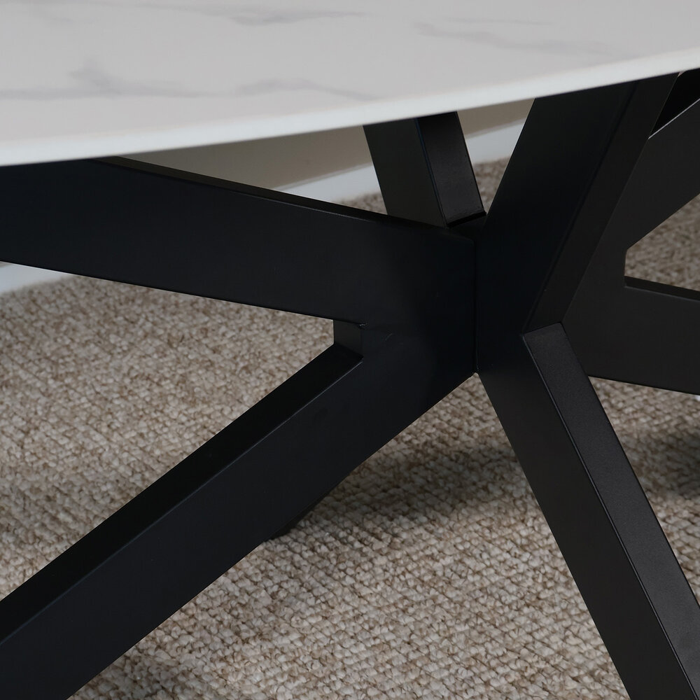 Eettafel ovaal 235cm Figo marmerlook wit ovale tafel