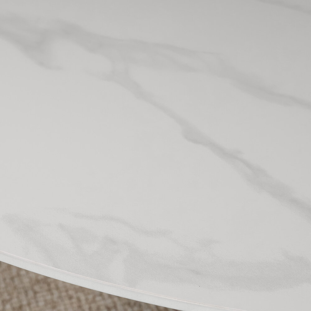 Eettafel ovaal 235cm Figo marmerlook wit ovale tafel