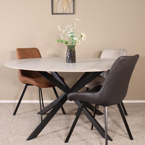 Lizzely Garden & Living Eettafel rond 150cm Jenna marmerlook wit ronde tafel Lizzely Garden & Living Eettafel rond 150cm Jenna marmerlook wit ronde tafel