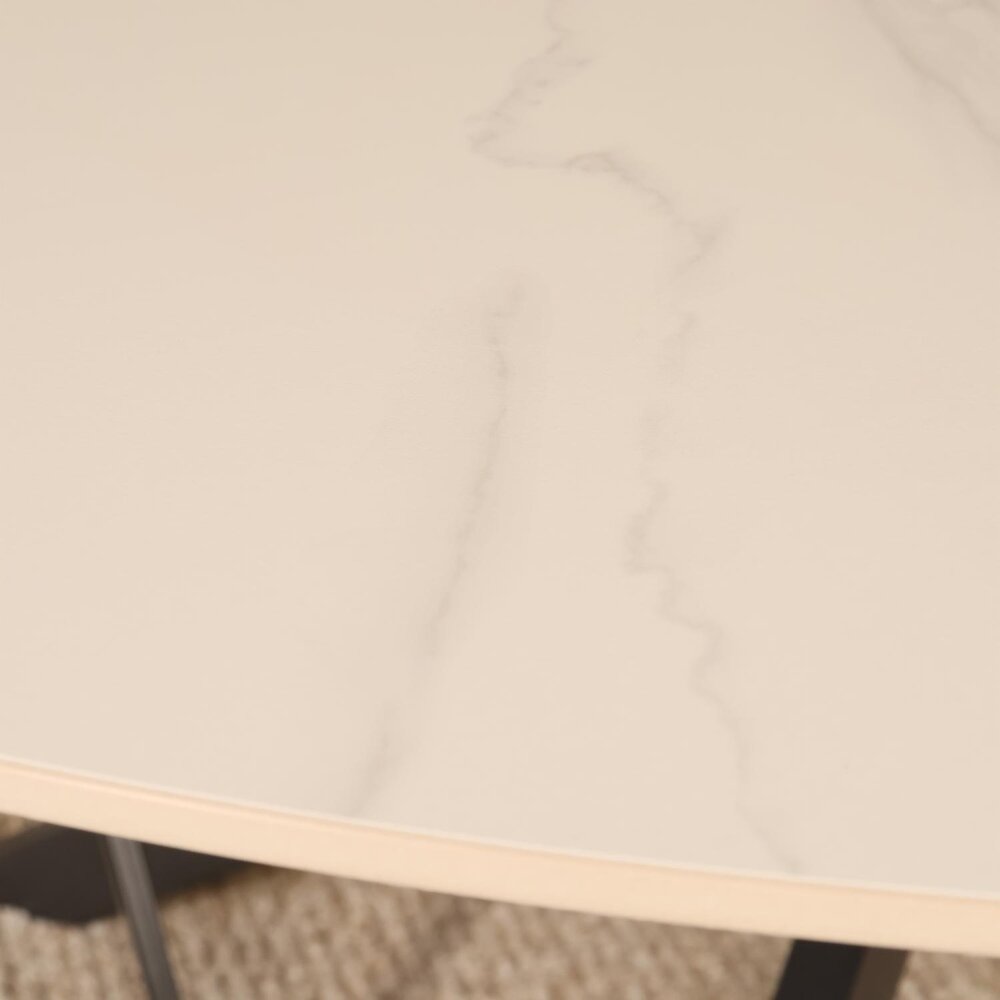 Eettafel rond 150cm Jenna marmerlook wit ronde tafel Eettafel rond 150cm Jenna marmerlook wit ronde tafel