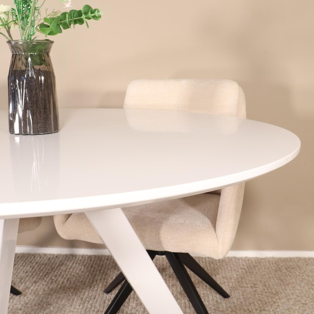 Eettafel rond Ronsi wit 120cm ronde tafel