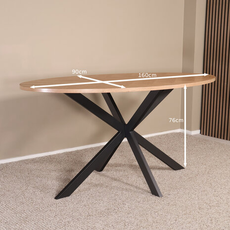 Lizzely Garden & Living Eettafel ovaal visgraat 160cm Obie bruin ovale tafel