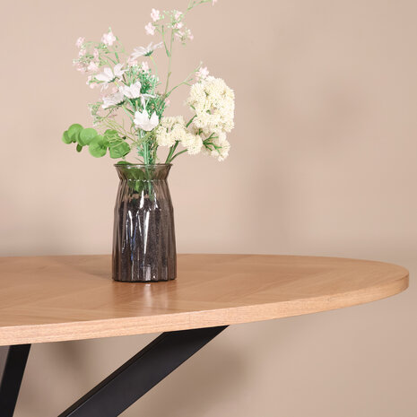 Lizzely Garden & Living Eettafel ovaal visgraat 160cm Obie bruin ovale tafel