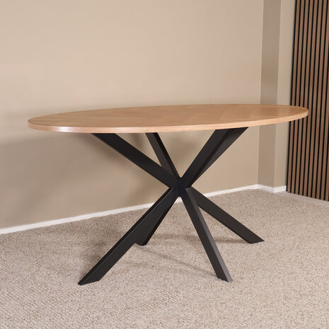 Lizzely Garden & Living Eettafel ovaal visgraat 160cm Obie bruin ovale tafel