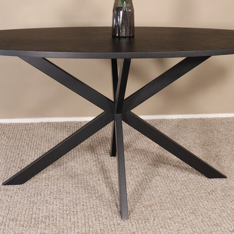 Lizzely Garden & Living Eettafel ovaal visgraat 160cm Obie zwart ovale tafel