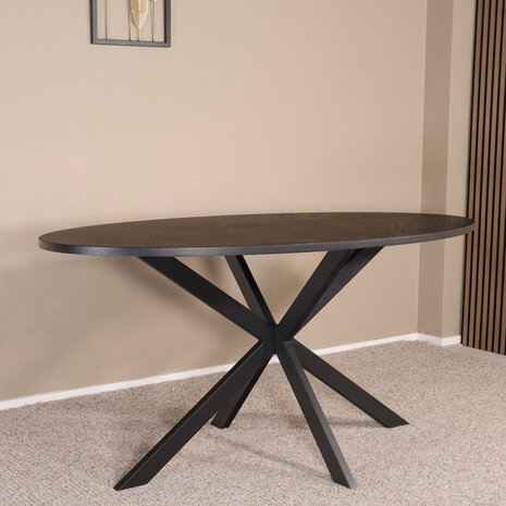 Lizzely Garden & Living Eettafel ovaal visgraat 160cm Obie zwart ovale tafel