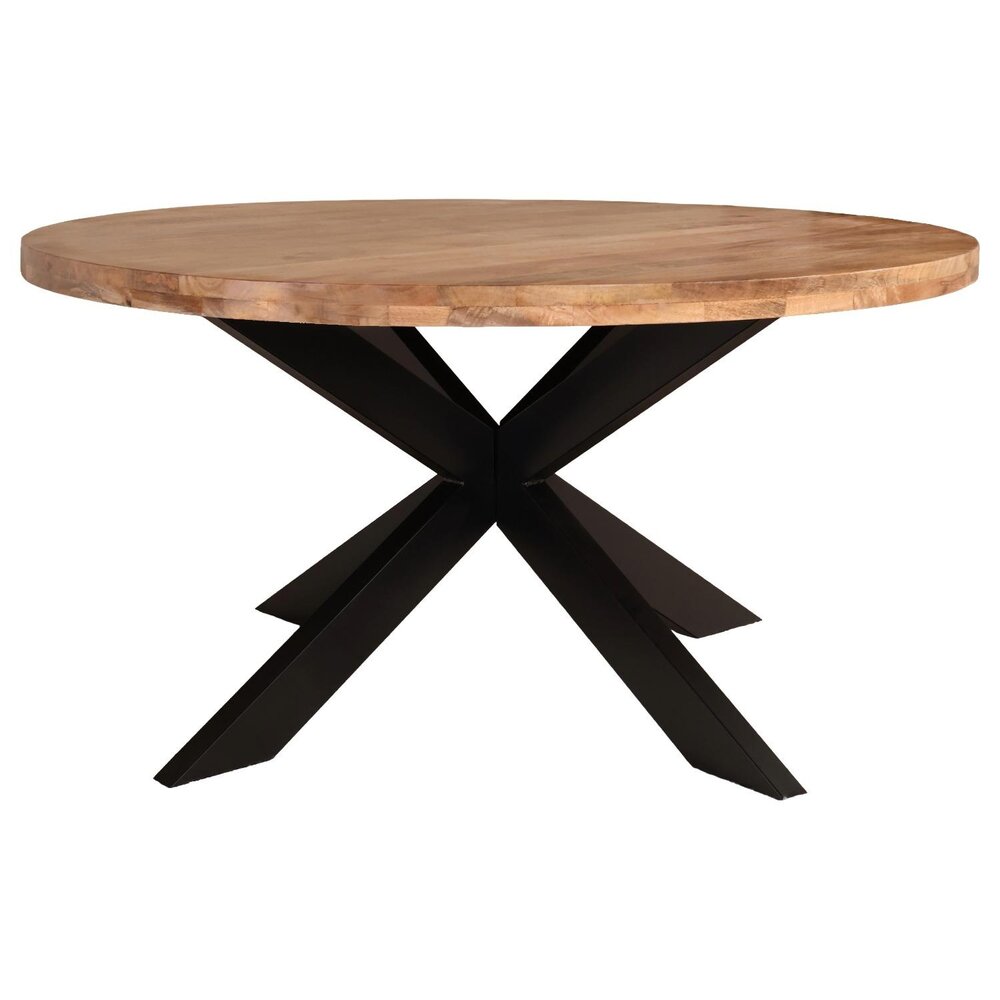 Eettafel rond mangohout 150cm Jones lichtbruin ronde industriële tafel duurzaam mango eetkamertafel Eettafel rond mangohout 150cm Jones lichtbruin ronde industriële tafel duurzaam mango eetkamertafel