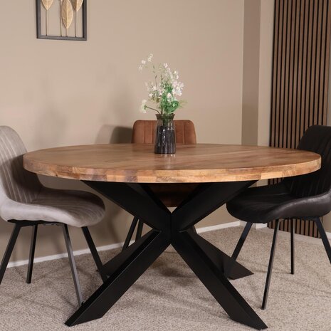 Lizzely Garden & Living Eettafel rond mangohout 150cm Jones lichtbruin ronde industriële tafel duurzaam mango eetkamertafel Lizzely Garden & Living Eettafel rond mangohout 150cm Jones lichtbruin ronde industriële tafel duurzaam mango eetkamertafel