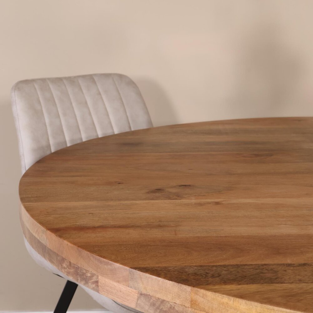Eettafel rond mangohout 150cm Jones lichtbruin ronde industriële tafel duurzaam mango eetkamertafel Eettafel rond mangohout 150cm Jones lichtbruin ronde industriële tafel duurzaam mango eetkamertafel