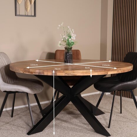 Lizzely Garden & Living Eettafel rond mangohout 150cm Jones lichtbruin ronde industriële tafel duurzaam mango eetkamertafel Lizzely Garden & Living Eettafel rond mangohout 150cm Jones lichtbruin ronde industriële tafel duurzaam mango eetkamertafel