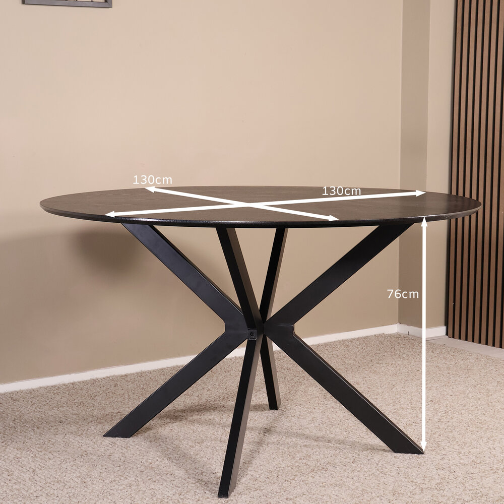Eettafel rond Ronsi zwart 130cm ronde tafel