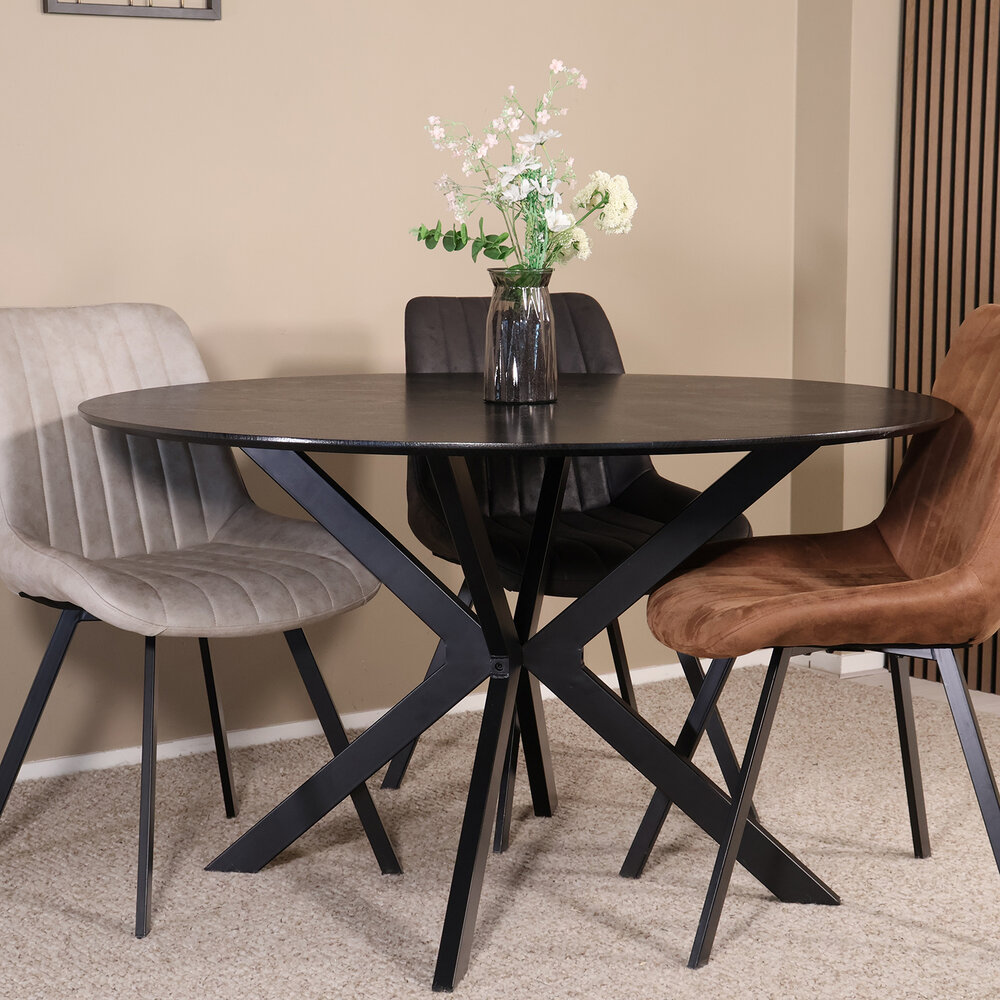 Eettafel rond Ronsi zwart 130cm ronde tafel