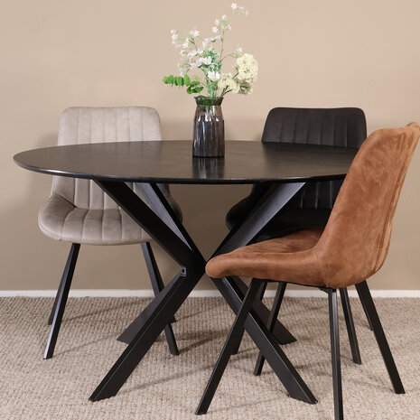 Lizzely Garden & Living Eettafel rond Ronsi zwart 130cm ronde tafel