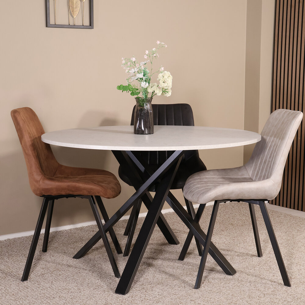 Eettafel rond Ronsi grijs 120cm ronde tafel