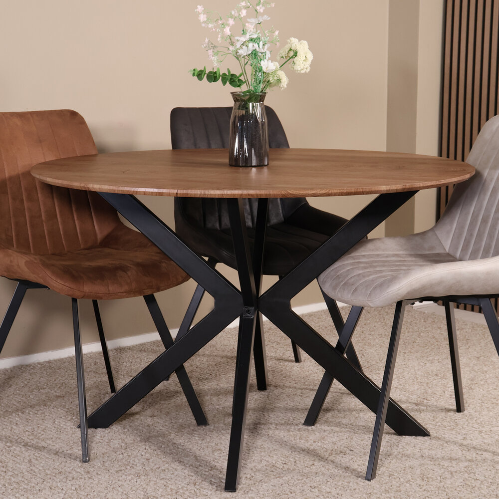 Eettafel rond Ronsi bruin 120cm ronde tafel
