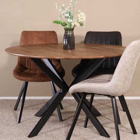 Lizzely Garden & Living Eettafel rond Ronsi bruin 120cm ronde tafel