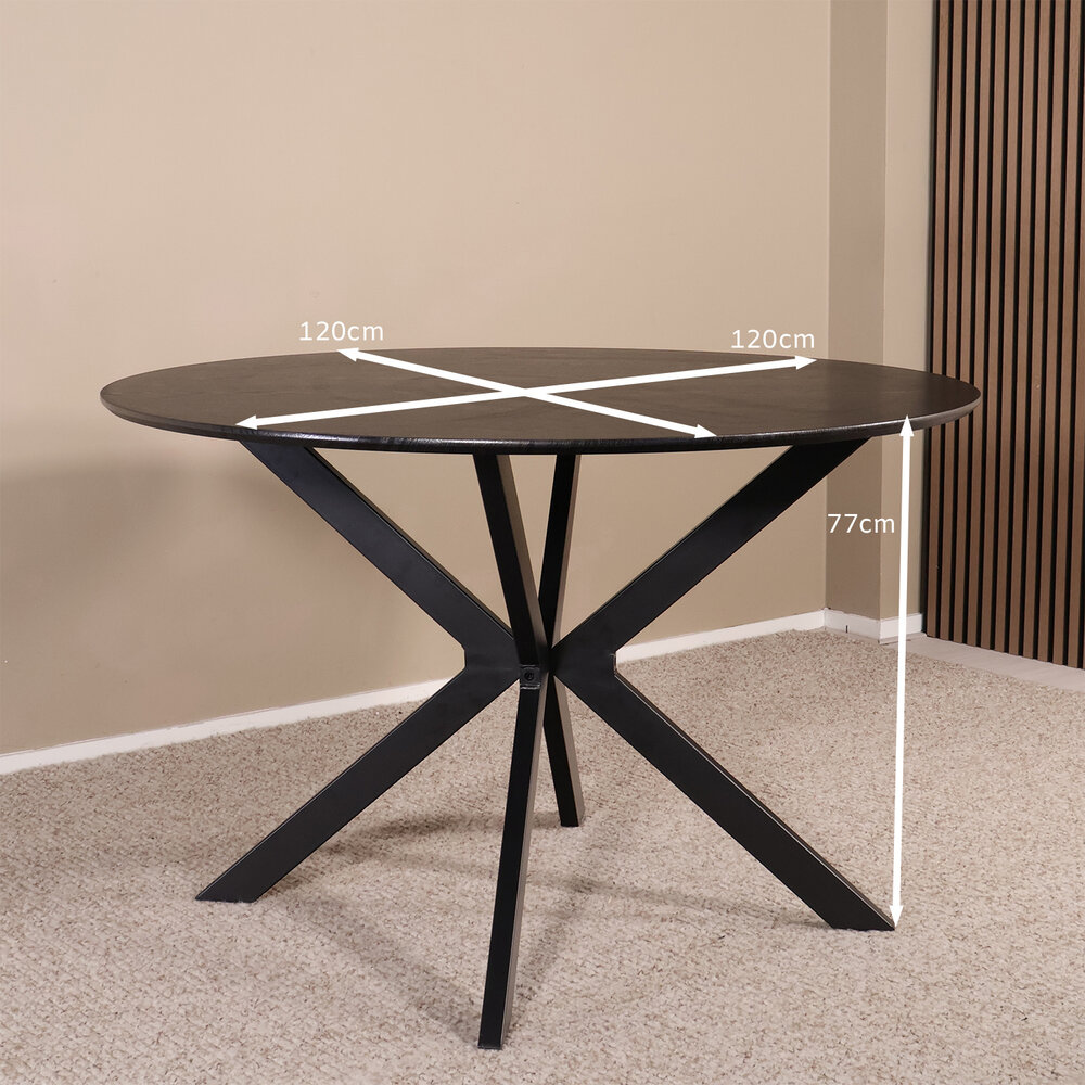 Eettafel rond Ronsi zwart 120cm ronde tafel