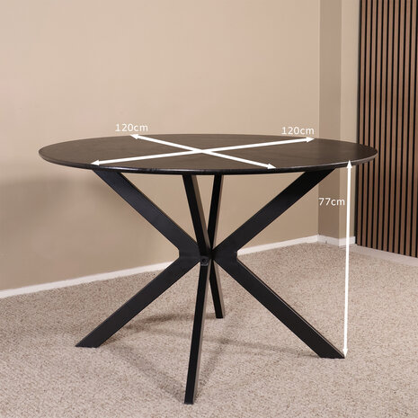 Lizzely Garden & Living Eettafel rond Ronsi zwart 120cm ronde tafel