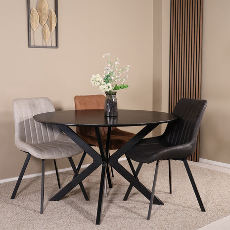 Lizzely Garden & Living Eettafel rond Ronsi zwart 120cm ronde tafel