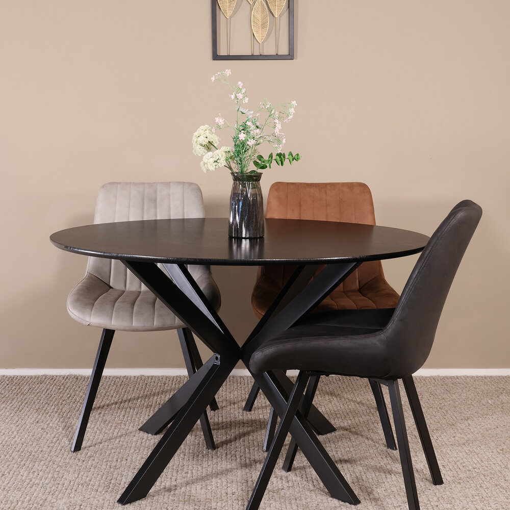 Eettafel rond Ronsi zwart 120cm ronde tafel
