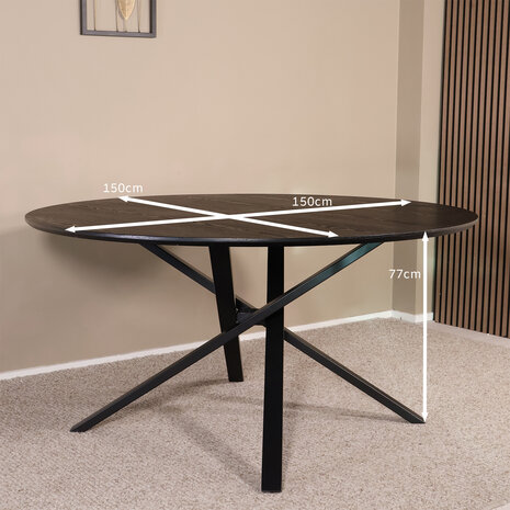 Lizzely Garden & Living Eettafel rond Ronsi Antoinette zwart 150cm ronde tafel