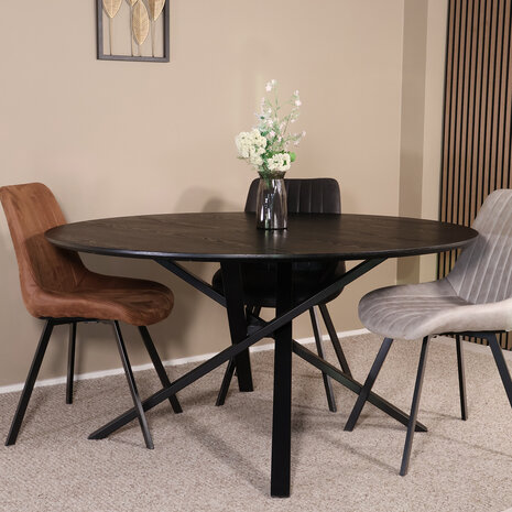 Lizzely Garden & Living Eettafel rond Ronsi Antoinette zwart 150cm ronde tafel