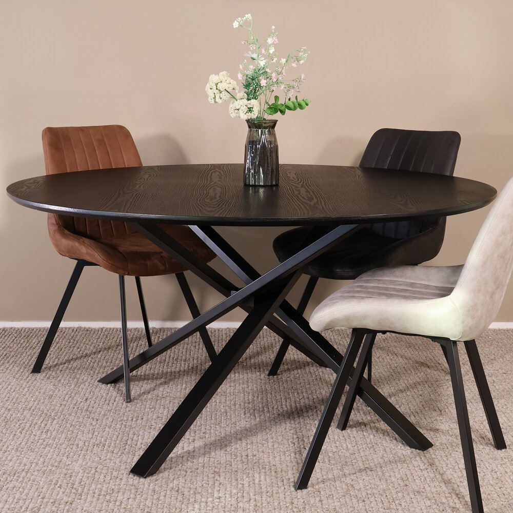 Eettafel rond Ronsi Antoinette zwart 150cm ronde tafel