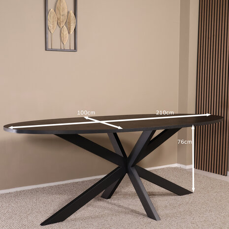 Lizzely Garden & Living Eettafel ovaal visgraat 210cm Obie zwart ovale tafel