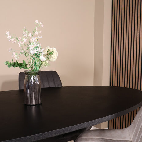 Lizzely Garden & Living Eettafel ovaal visgraat 210cm Obie zwart ovale tafel