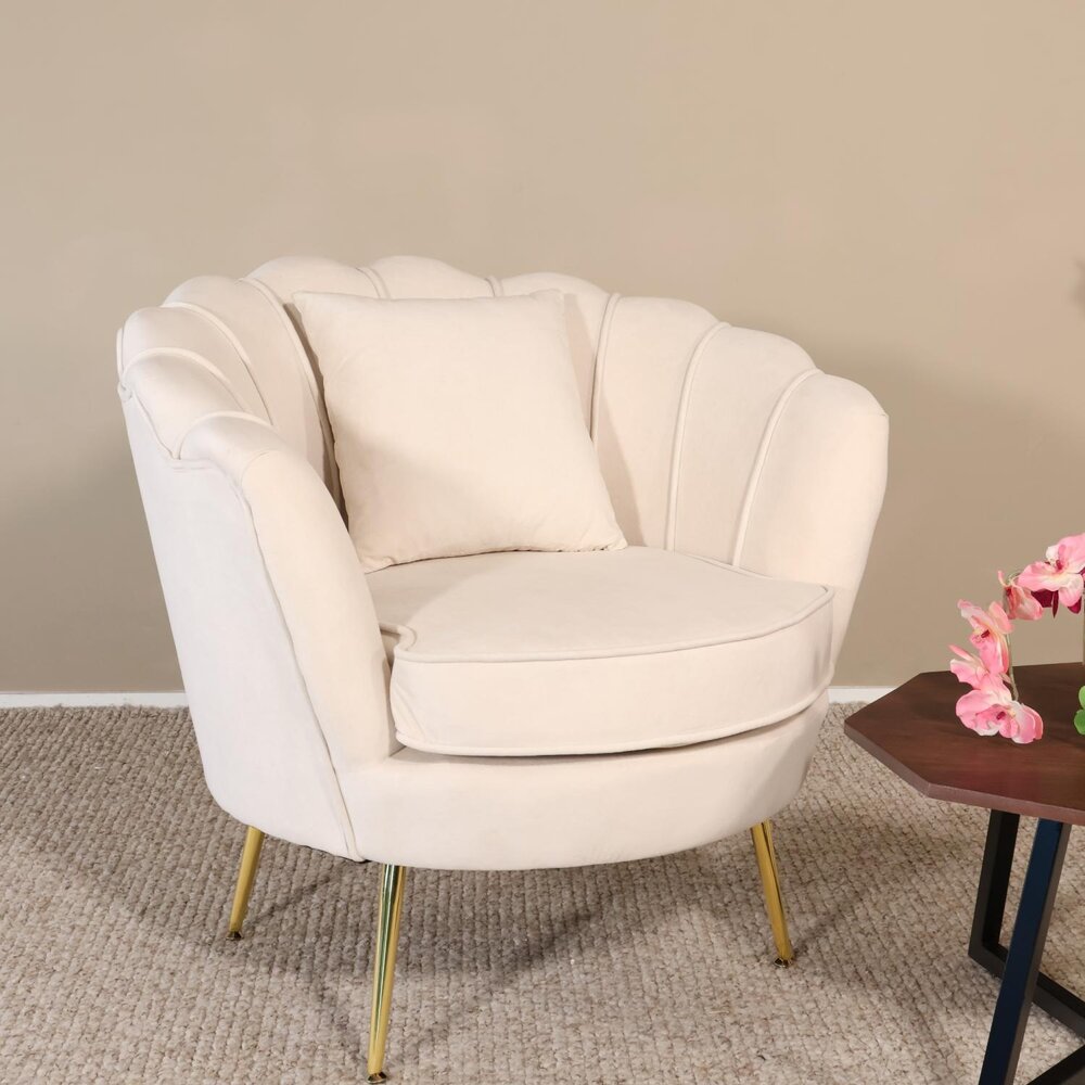 Fauteuil zitbank 1 persoons belle velvet crème