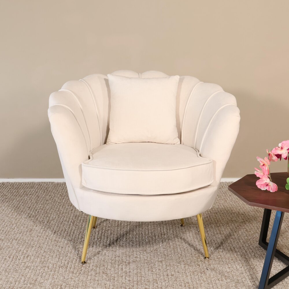 Fauteuil zitbank 1 persoons belle velvet crème