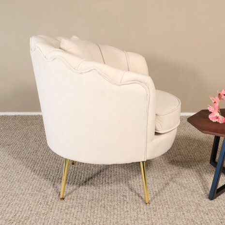 Lizzely Garden & Living Fauteuil zitbank 1 persoons belle velvet crème