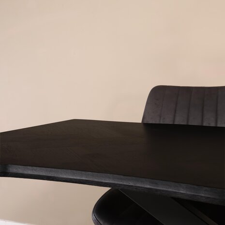 Lizzely Garden & Living Eettafel langwerpig visgraat 180cm Otis zwart langwerpige tafel