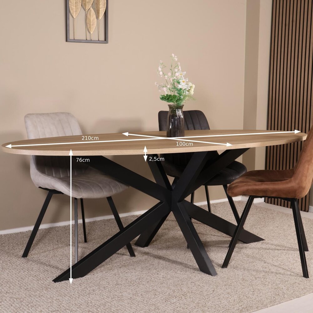 Eettafel ovaal 210cm Rato lichtbruin ovale tafel