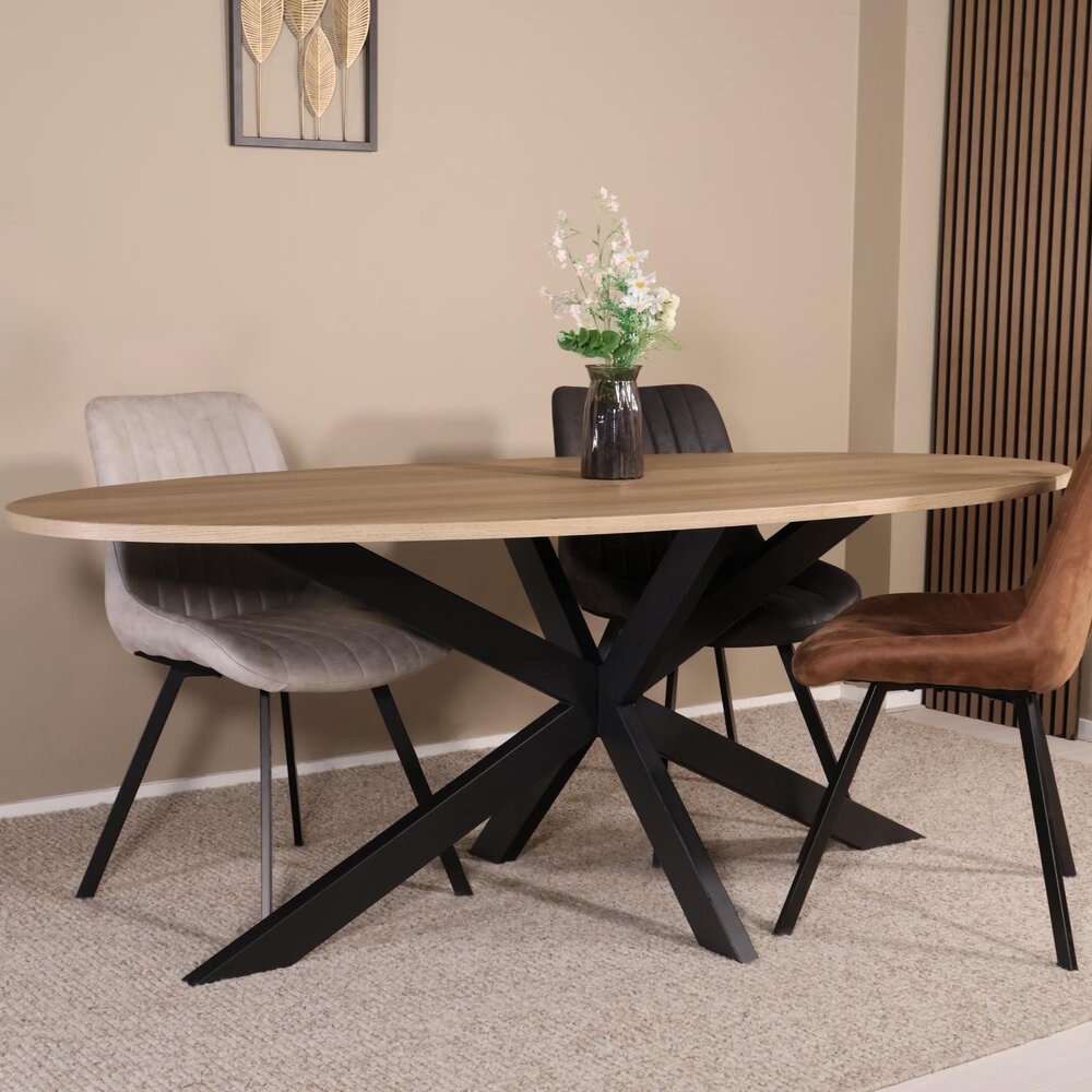 Eettafel ovaal 210cm Rato lichtbruin ovale tafel