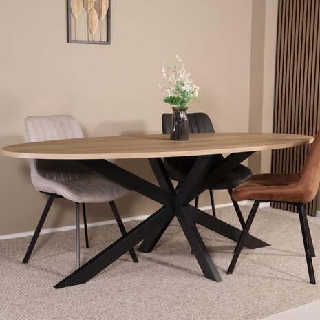 Lizzely Garden & Living Eettafel ovaal 210cm Rato lichtbruin ovale tafel