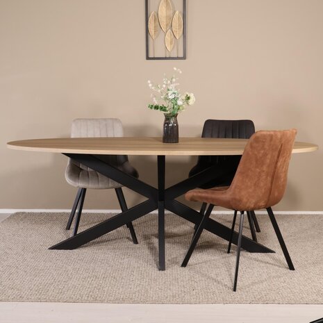 Lizzely Garden & Living Eettafel ovaal 210cm Rato lichtbruin ovale tafel