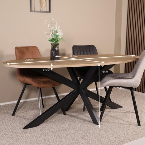 Lizzely Garden & Living Eettafel Rato ovaal 200cm lichtbruin MDF