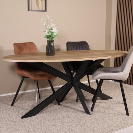 Lizzely Garden & Living Eettafel Rato ovaal 200cm lichtbruin MDF