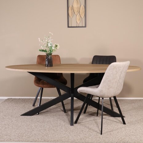 Lizzely Garden & Living Eettafel Rato ovaal 200cm lichtbruin MDF