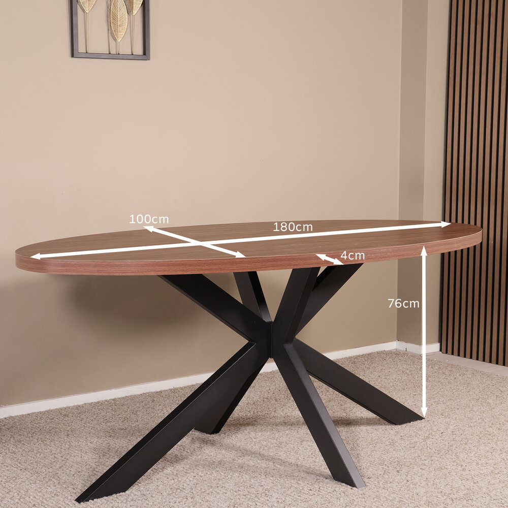 Eettafel ovaal melamine 180cm Tommy bruin ovale tafel