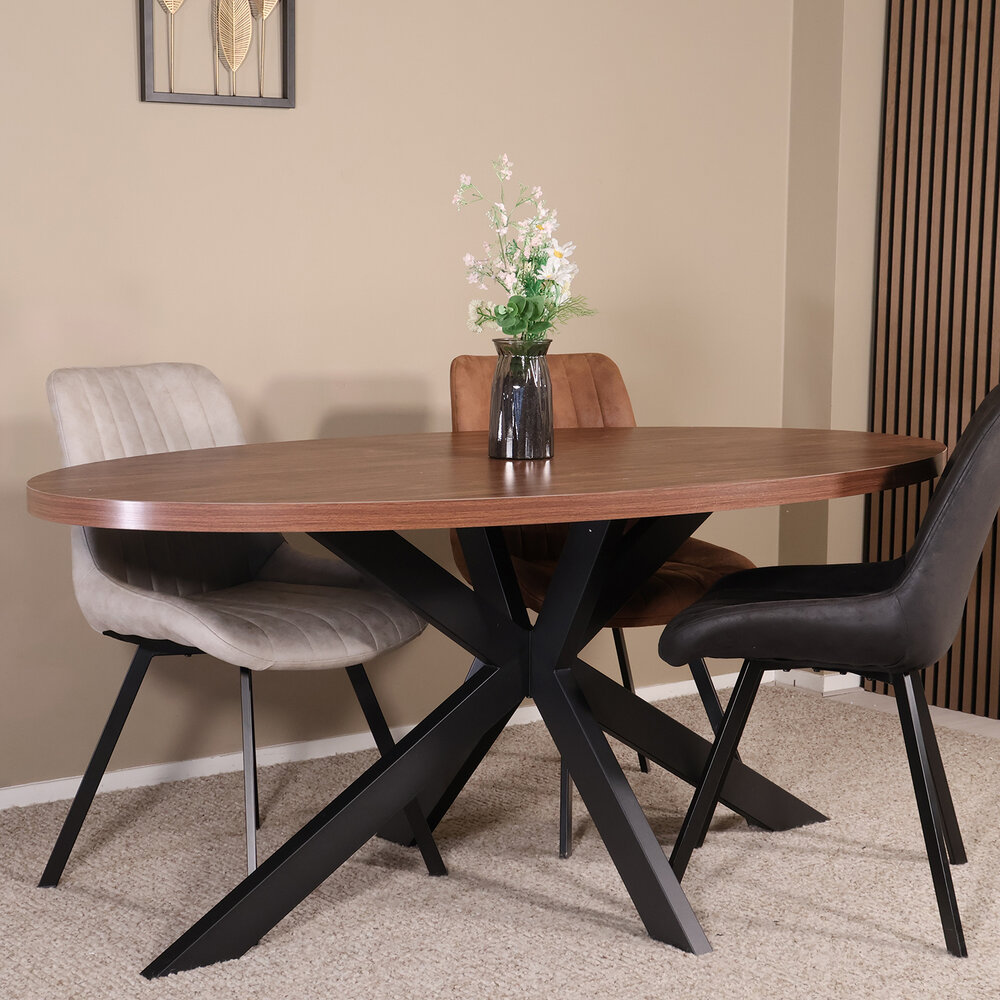 Eettafel ovaal melamine 180cm Tommy bruin ovale tafel