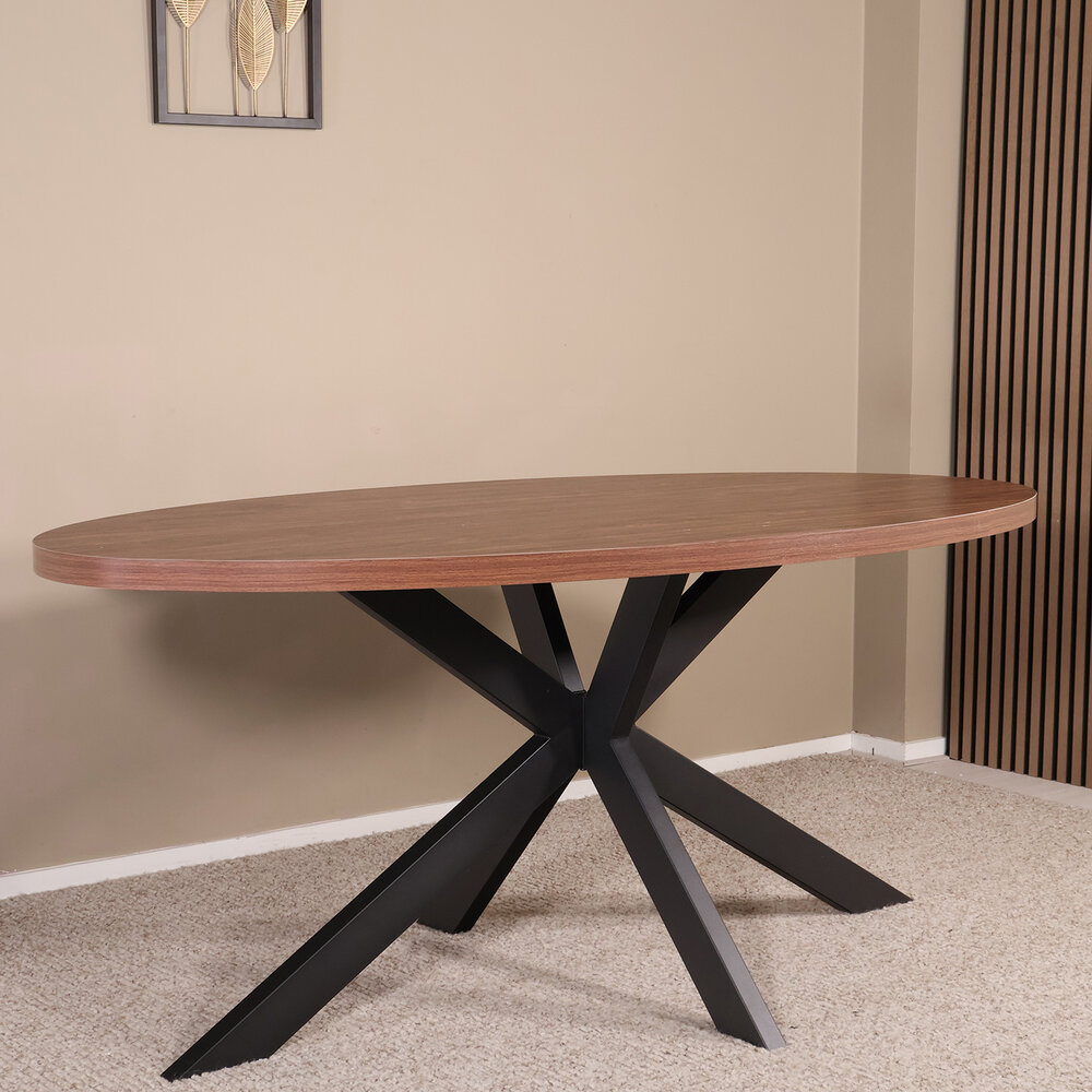 Eettafel ovaal melamine 180cm Tommy bruin ovale tafel