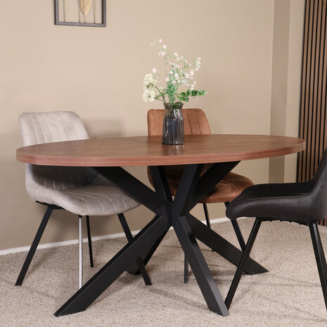 Lizzely Garden & Living Eettafel ovaal melamine 160cm Tommy bruin ovale tafel