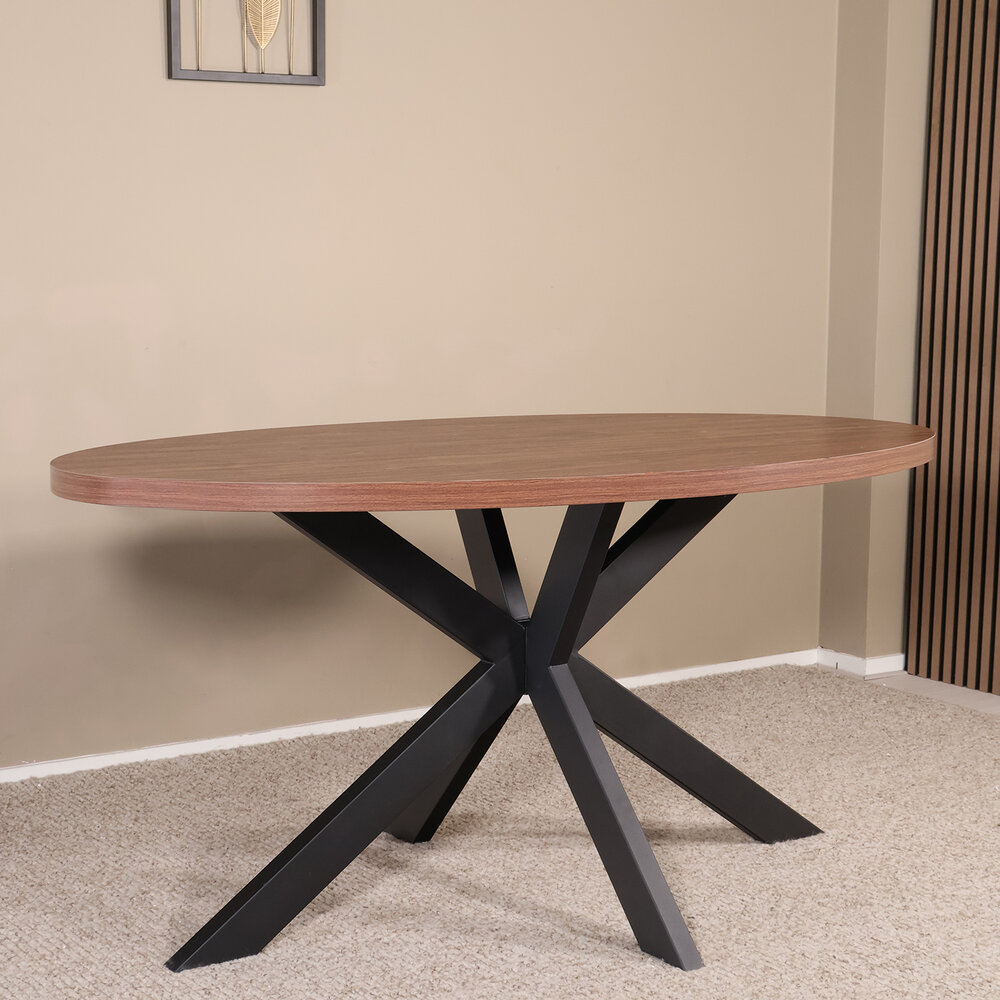 Eettafel ovaal melamine 160cm Tommy bruin ovale tafel