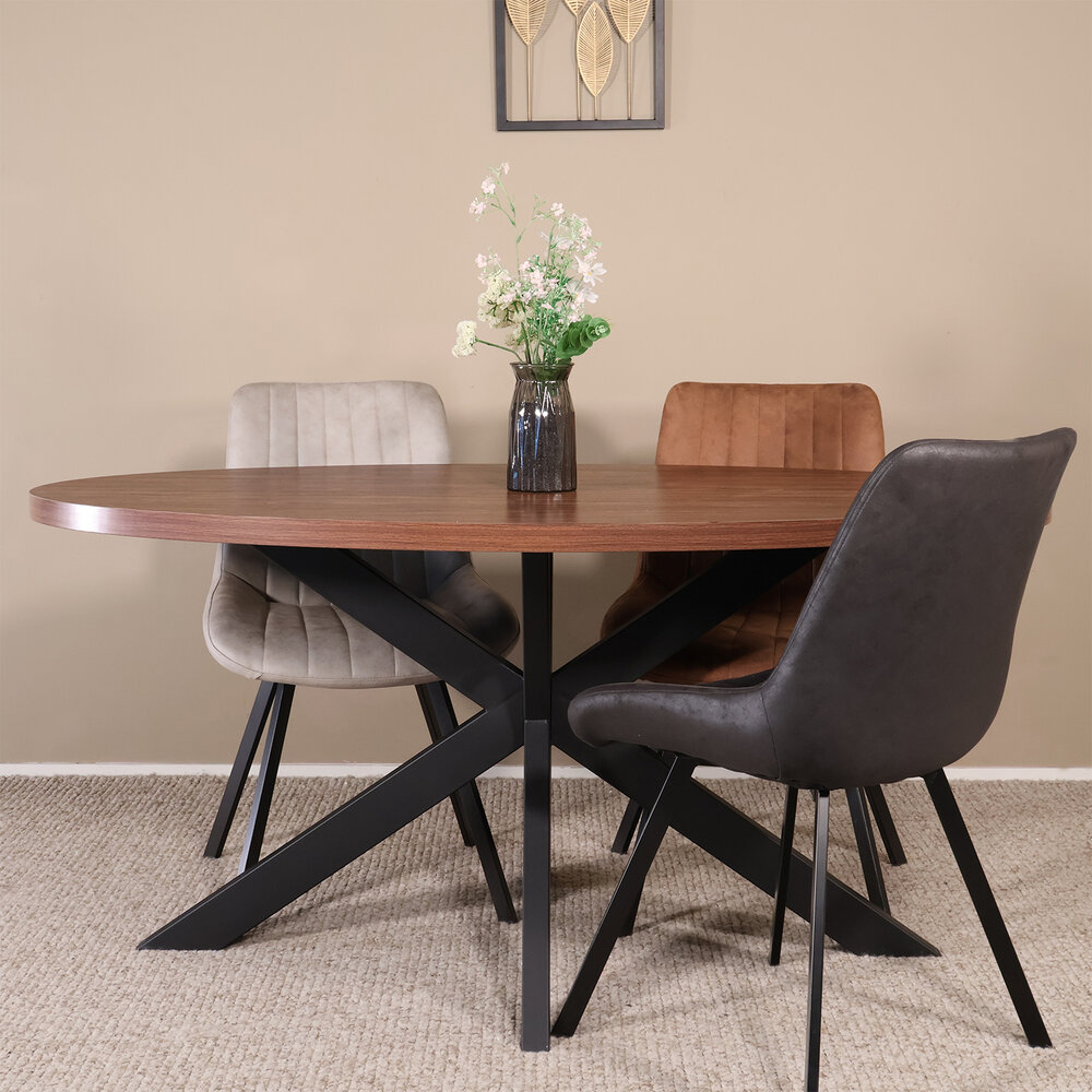 Eettafel ovaal melamine 160cm Tommy bruin ovale tafel