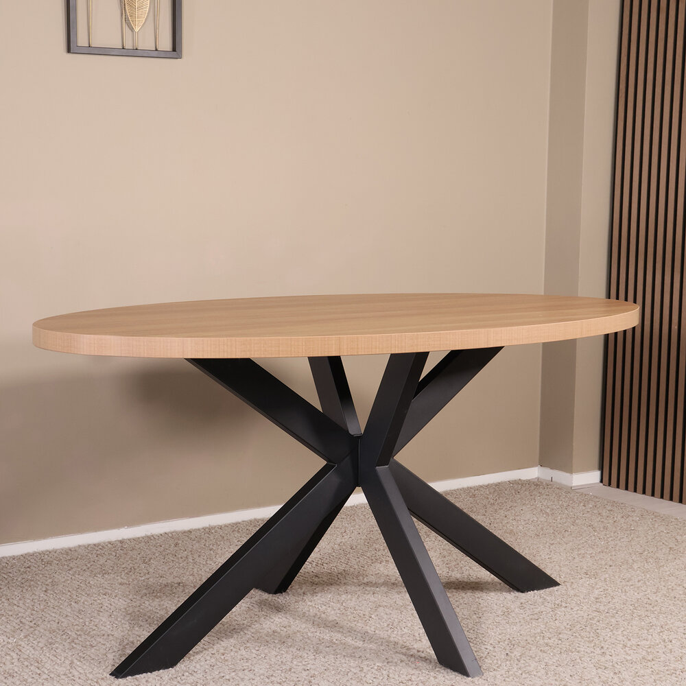 Eettafel ovaal melamine 160cm Tommy lichtbruin ovale tafel